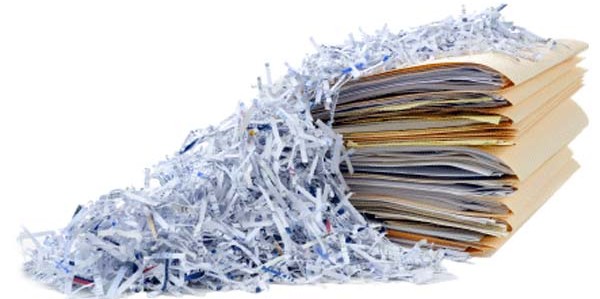 Picture of documents shredded.